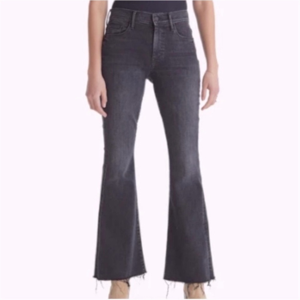 MOTHER Black Flare & Wide Leg Jeans The Weekender Fray